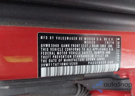 2017 Volkswagen Beetle #Pinkbeetle/1.8T Classic/1.8T S from USA, damaged, VIN 3VWF17AT1HM610309